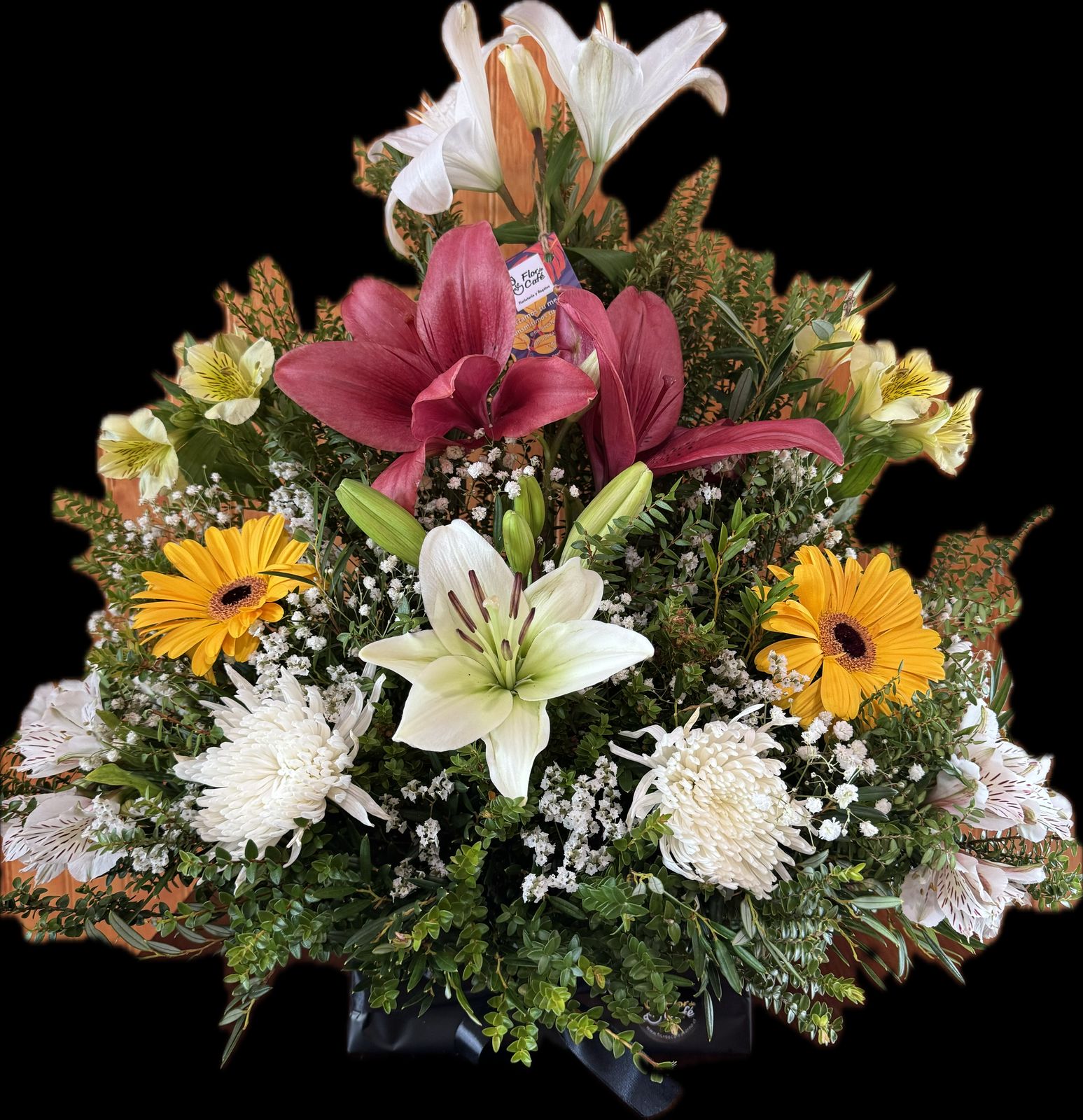 Pie de Urna de Condolencias 2 – Flores Mixtas | Flor de Café WhatsApp Image 2025 03 14 at 09.58.58 1